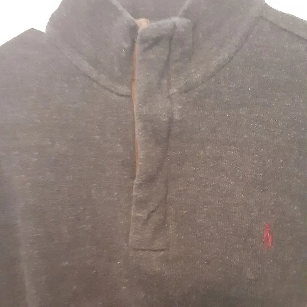 Polo Ralph Lauren Adult Mens M Gray 1/4 Zip Button Sweater